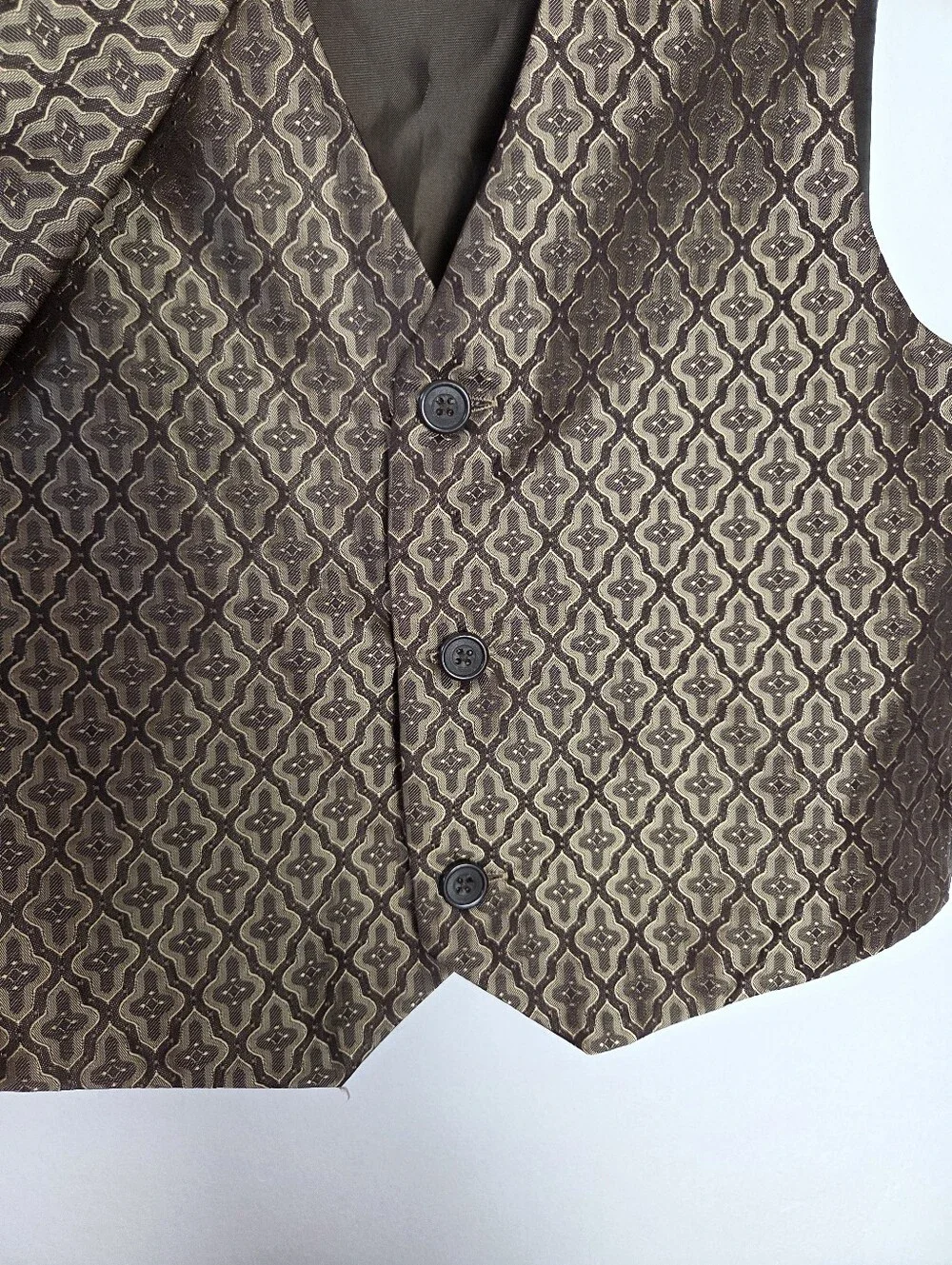 Boys Size 7 Vest And Tie Set Gold Brown Church Formal Wedding Event Preppy